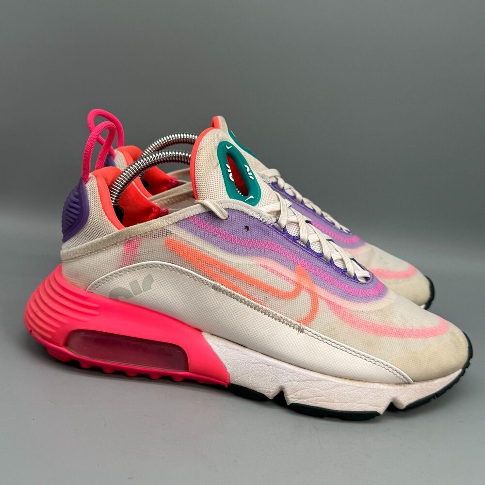 Nike Air Max 2090 Womens 10 White Hyper Orange Pink Athletic Running Sneakers